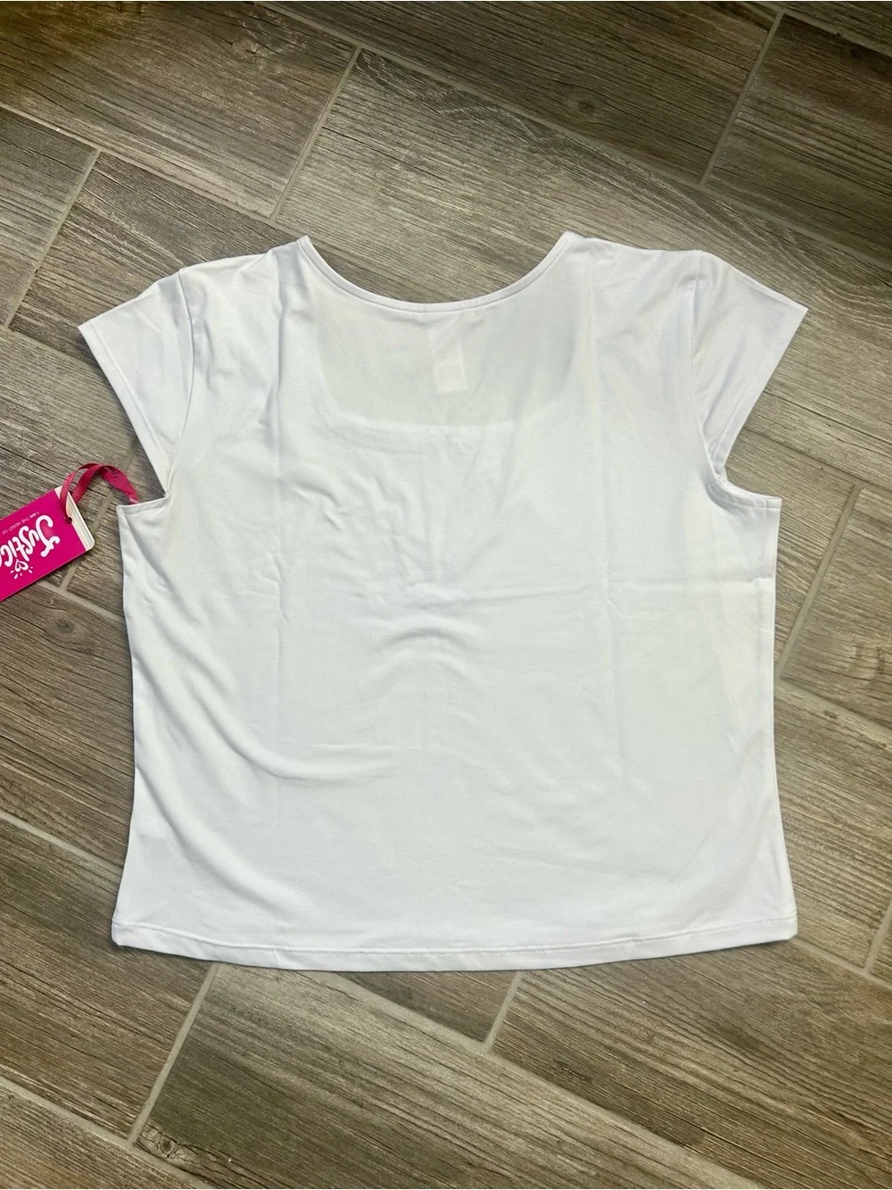 NWT Justice Girls White Scoop Neck Cap Sleeve Top XL Plus 16P/18P